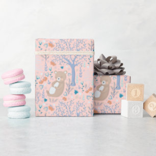 Papel De Regalo Invierno Escandinavo Floral Bear