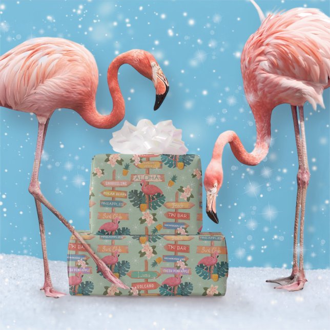 Papel De Regalo Invierno Flamingo Tropical (Subido por el creador)