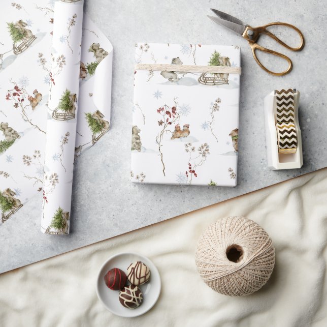 Papel De Regalo Invierno forestal de Woodland | NAVIDADES (Artesanía)