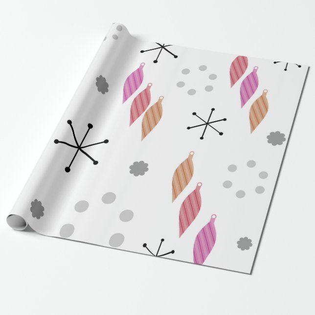 Papel De Regalo Invierno moderno de mediados del siglo XX (Desenrollado)