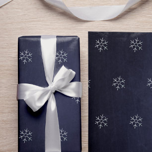 Papel De Regalo Invierno Moderno Elegante Copos de Nieve sobre Azu