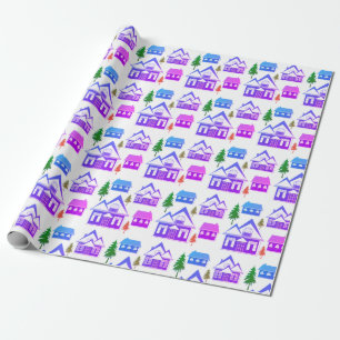 Papel De Regalo Invierno sin incandescencias Feliz Navidad paisaje