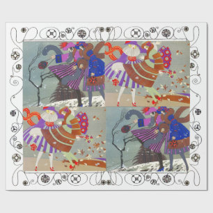 Papel De Regalo INVIERNO Y OTOÑO ART DECO BELLEZA MODA, blanco