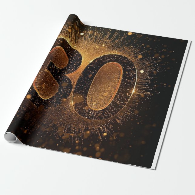 Papel De Regalo Invitación de cumpleaños 30 con confeti Cumpleaños (Desenrollado)