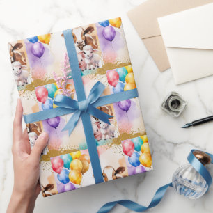Papel De Regalo Invitación de cumpleaños divertida con animales de