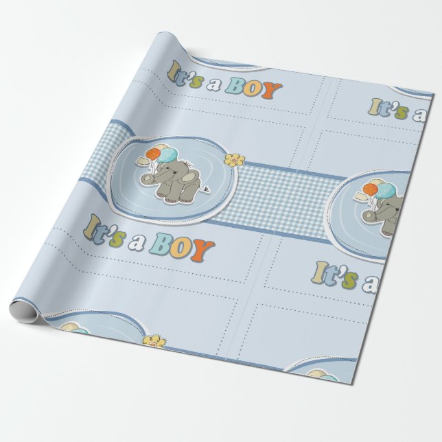 Papel De Regalo Invitación de niño pequeño elefante lindo (Desenrollado)