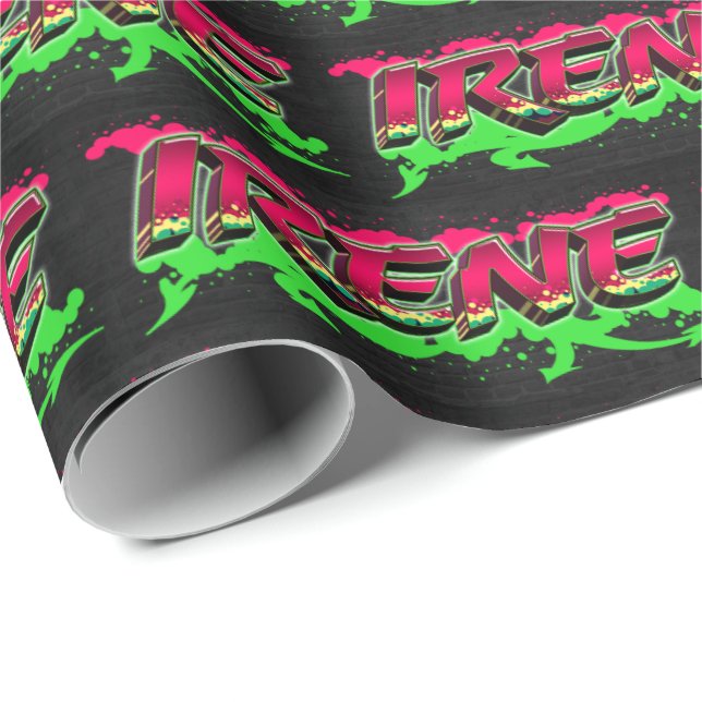 Papel De Regalo Irene Vorname Name Graffiti red green (Esquina del rollo)