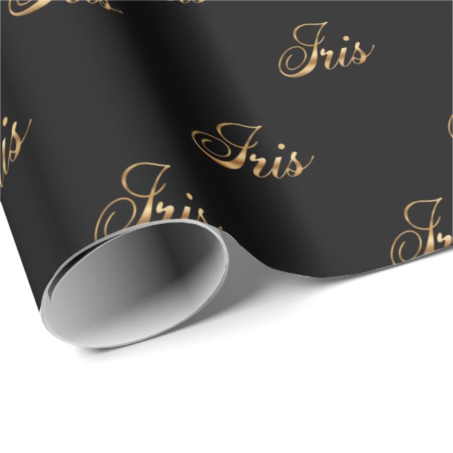 Papel De Regalo Iris gold Design Lettering Geschenkpapier (Esquina del rollo)