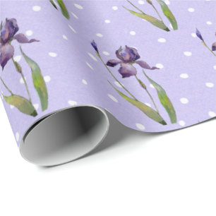 Papel De Regalo Iris morado sobre puntos de polka