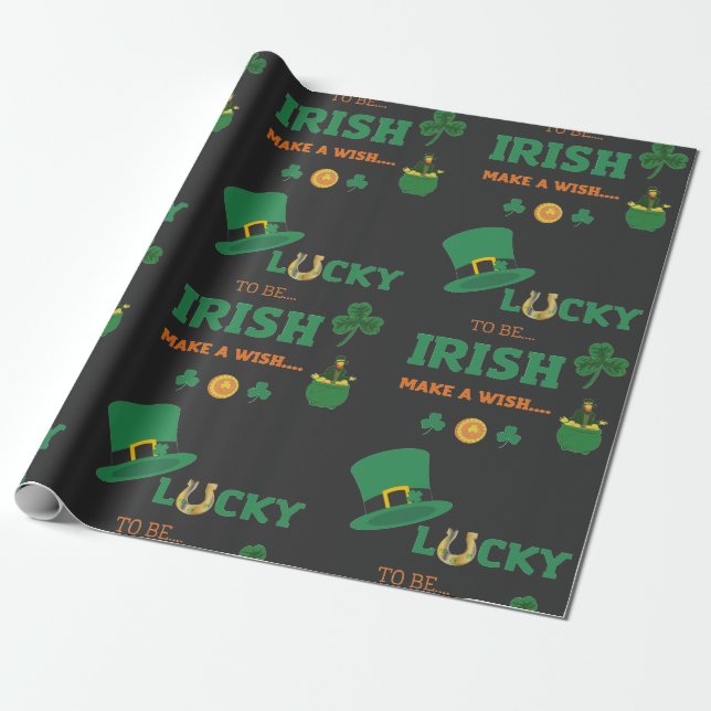 Papel De Regalo Irish afortunado hace un deseo (Desenrollado)