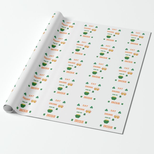 Papel De Regalo irish Comer y beber cerveza (Desenrollado)