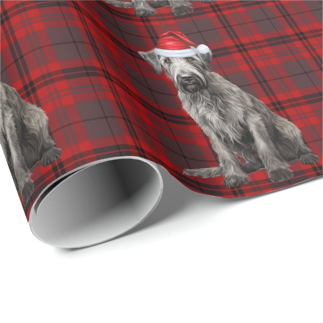 Papel De Regalo Irish Wolfhound Dog Funny Holiday Plaid Christmas (Esquina del rollo)