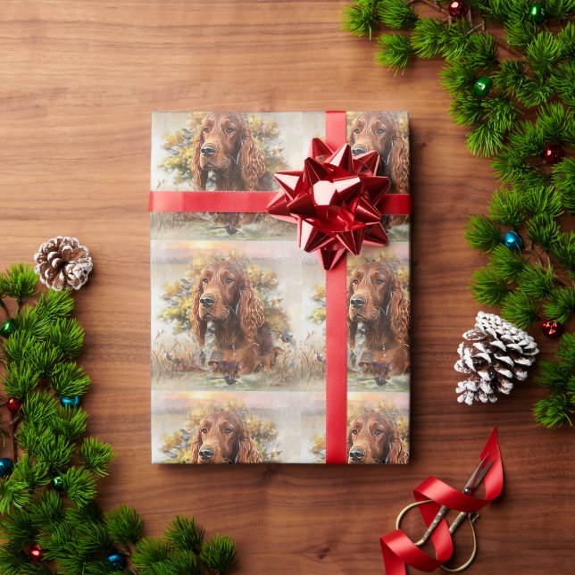 Papel De Regalo Irlandés Setter (Regalo de vacaciones)