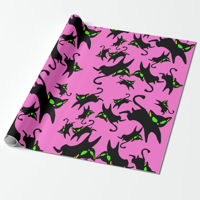 Papel De Regalo Irving the Black Kitty Pink (Desenrollado)