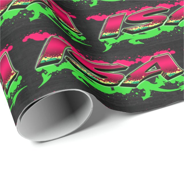 Papel De Regalo Isa Vorname Name Graffiti red green (Esquina del rollo)