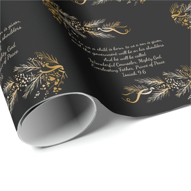 Papel De Regalo Isaiah 9:6 Para Nosotros Un Niño Nace Navidades Ún (Esquina del rollo)