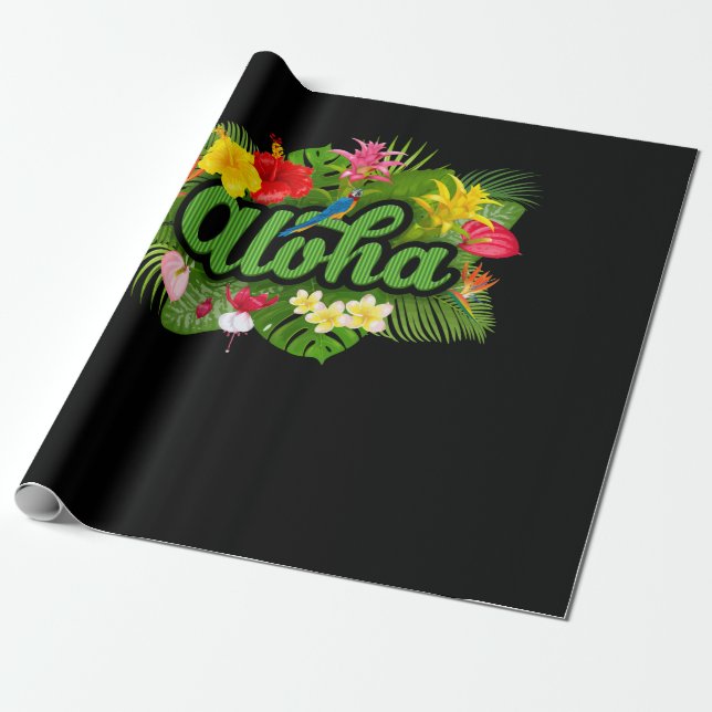 Papel De Regalo Isla Hawaii Aloha (Desenrollado)