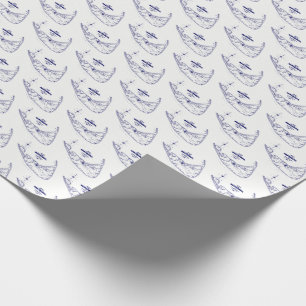Papel De Regalo Isla Nantucket MA Mapa Antiguo Azul Marino