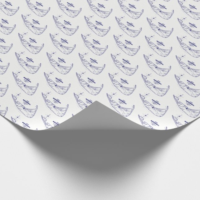 Papel De Regalo Isla Nantucket MA Mapa Antiguo Azul Marino (Esquina)