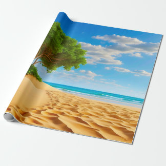 Papel De Regalo Isla Tropical Desierta Playa de Arena