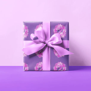 Papel De Regalo Isla Tropical Rosa Morada Flamingo