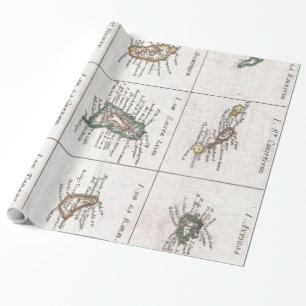 Papel De Regalo Islas del vintage del mapa del Caribe (1780)