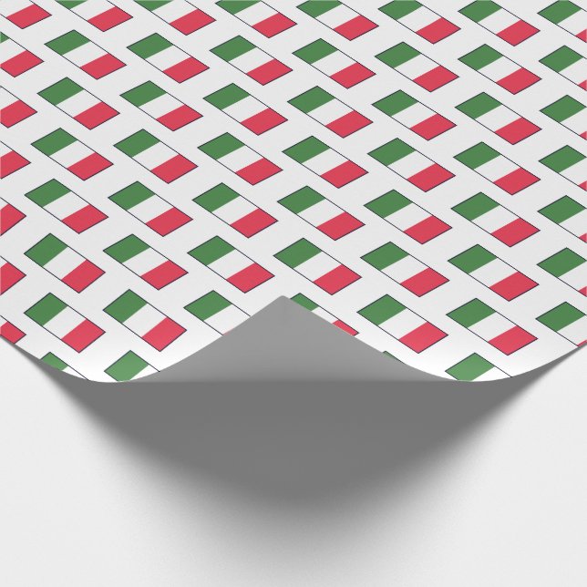 Papel De Regalo Italian Flags Repeat on White (Esquina)