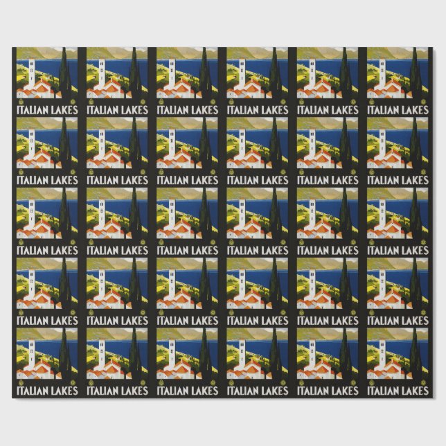 Papel De Regalo Italiana Lakes Vintage Travel Italia (Superficie plana)