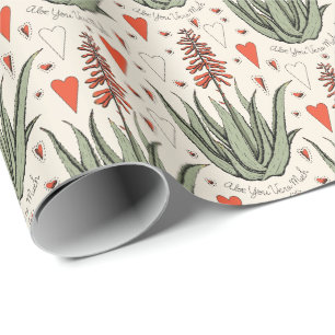 Papel De Regalo Ivory Aloe Vera Mucho Naranja Aloe Planta & Heart