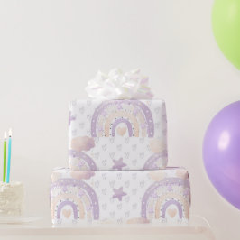 Papel De Regalo Ivory Lavender Boho Rainbow Baby Shower