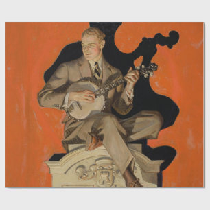 Papel De Regalo J.C. Leyendecker Músico de Banjo 1920 Arte Art Déc