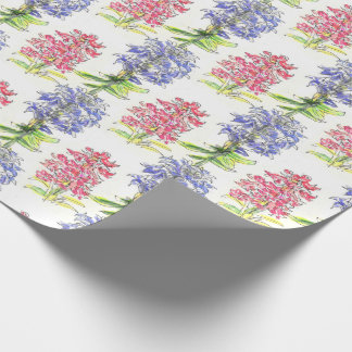 Papel De Regalo Jacinto floral acuarela rosa y azul