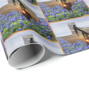 Papel De Regalo Jack de la bomba petrolera de Texas al atardecer e