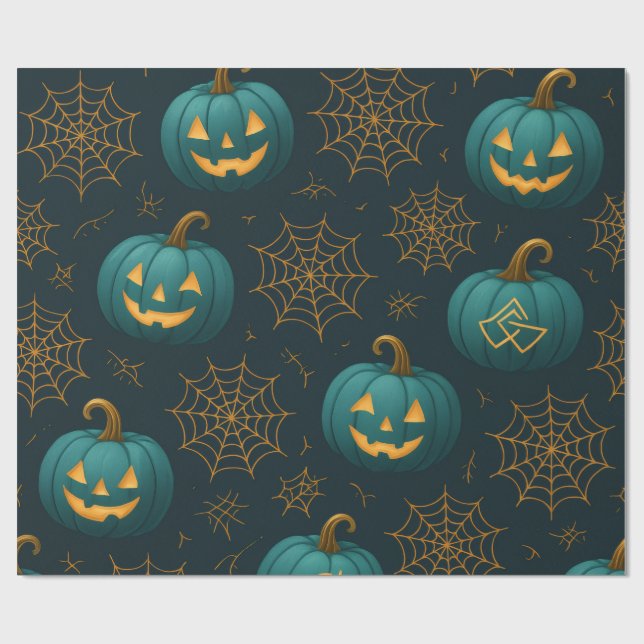 Papel De Regalo Jack de lecho verde azulado - O’ - Linternas (Superficie plana)