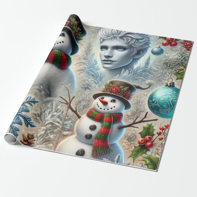 Papel De Regalo jack frost y navidades de snowman tema 2 (Desenrollado)