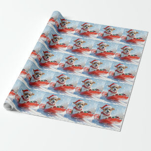 Papel De Regalo Jack Russell Dog en Sledge Let it Snow Navidades