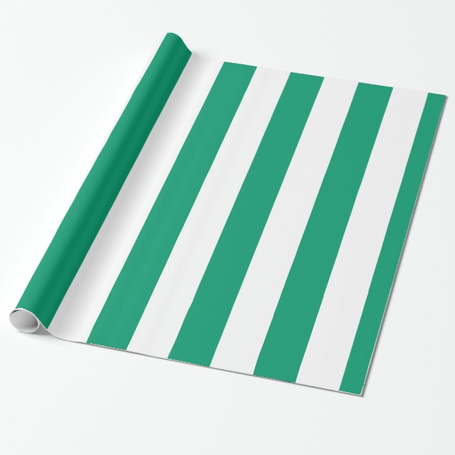 Papel De Regalo Jade Verde Blanco Extra Grande Patrón de Rayas (Desenrollado)