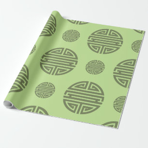Papel De Regalo Jade Verde Carácter Chino Shou Longevidad