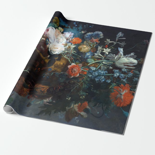 Papel De Regalo Jan van Huysum con flores y fruta (Desenrollado)