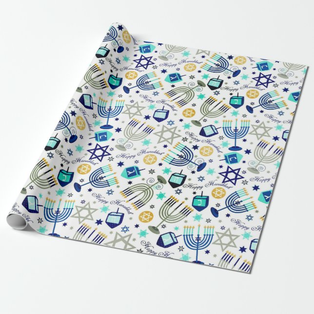 Papel De Regalo Jánuca feliz (Desenrollado)