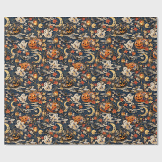 Papel De Regalo Japanese Halloween Ghost Pumpkin Wrapping Paper