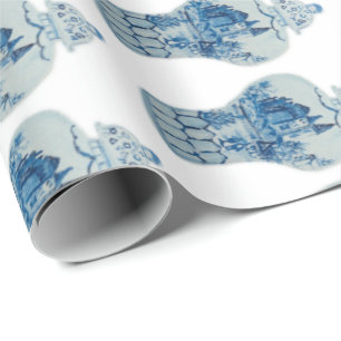 Papel De Regalo Jar de jengibre azul y blanco pintado a mano