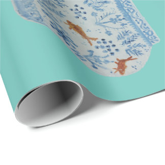 Papel De Regalo Jar de jengibre azul y blanco pintado a mano