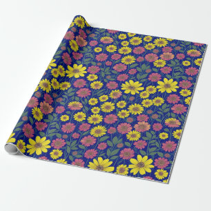 Papel De Regalo Jardín botánico de flores de color rosa amarillo m