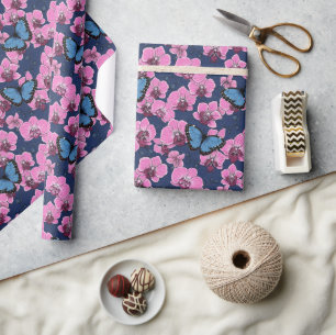 Papel De Regalo Jardín Botánico de Orquídeas con Mariposas