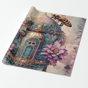 Papel De Regalo Jardín de abejas encantadas fantasía (2)