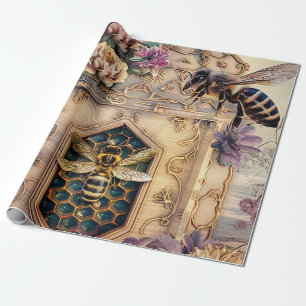 Papel De Regalo Jardín de abejas encantadas fantasía (5)