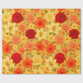 Papel De Regalo Jardín de Armonía – Mezcla Floral Acuarela