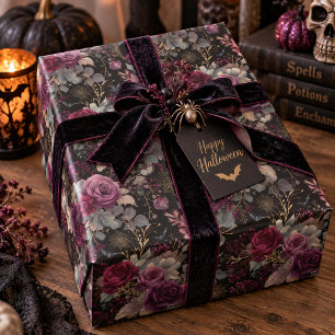Papel De Regalo Jardín de Brujas Floral de Halloween