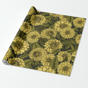 Papel De Regalo Jardín de Dahlia amarillo
